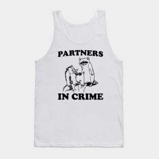 Partners In Crime, Cartoon Meme Top, Raccoon opossum Vintage Cartoon Tank Top